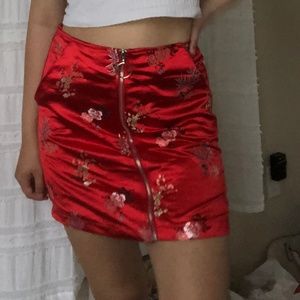 silk skirt with traditional asian print